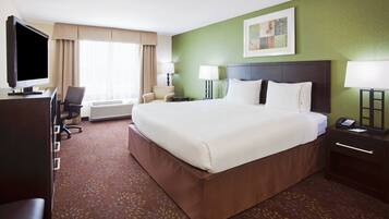 Desk, laptop workspace, blackout curtains, iron/ironing board