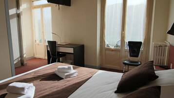 Premium bedding, desk, soundproofing, iron/ironing board