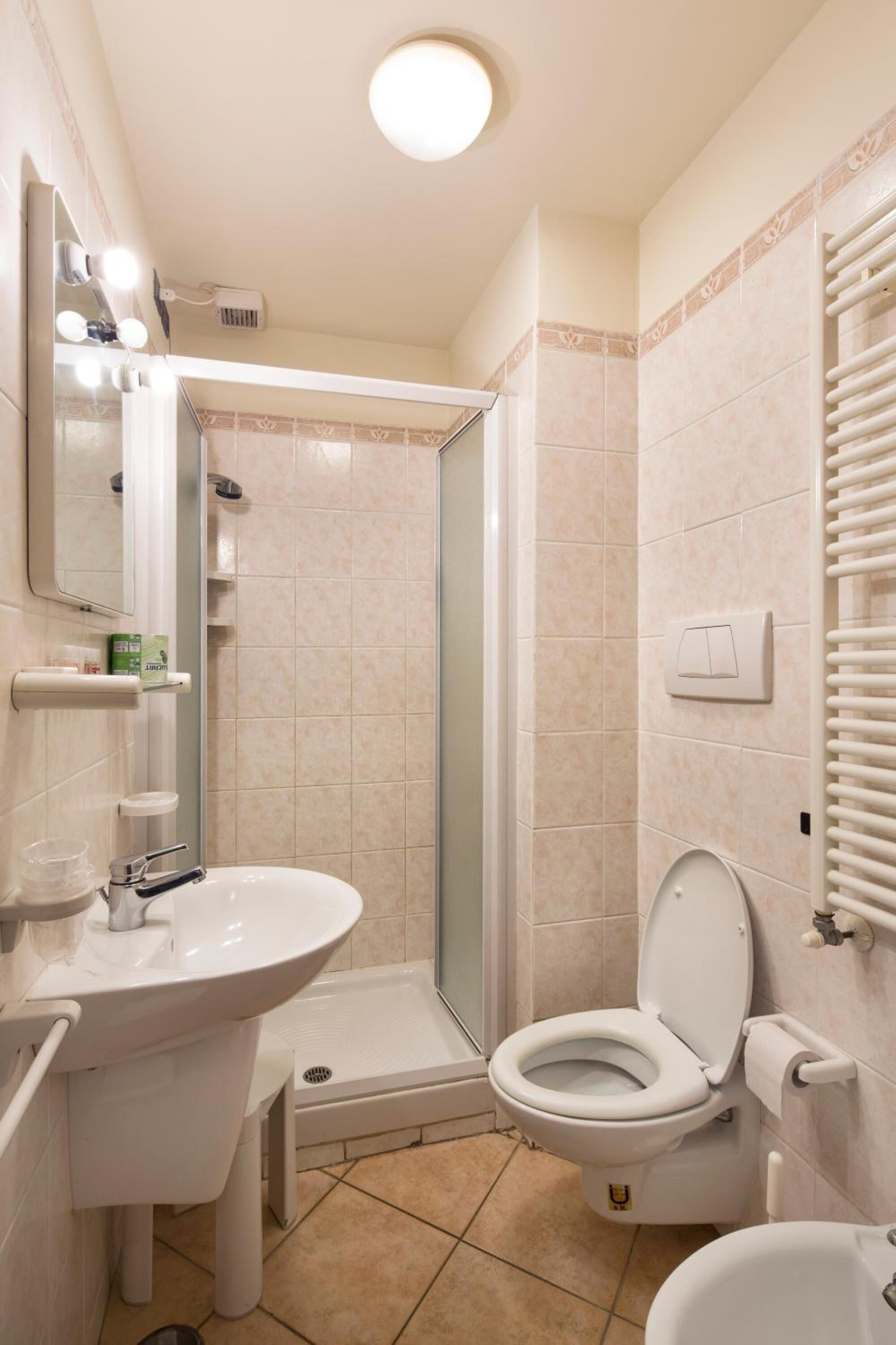 free toiletries, hair dryer, bidet, towels