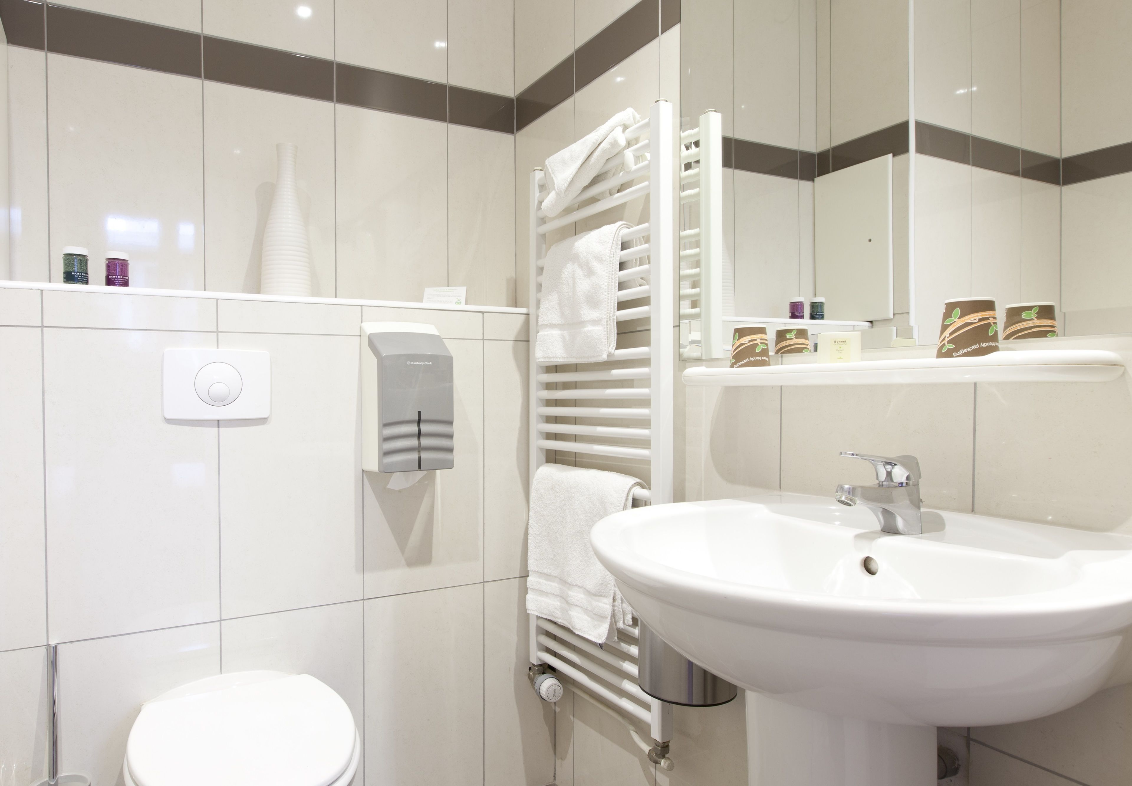 free toiletries, hair dryer, towels