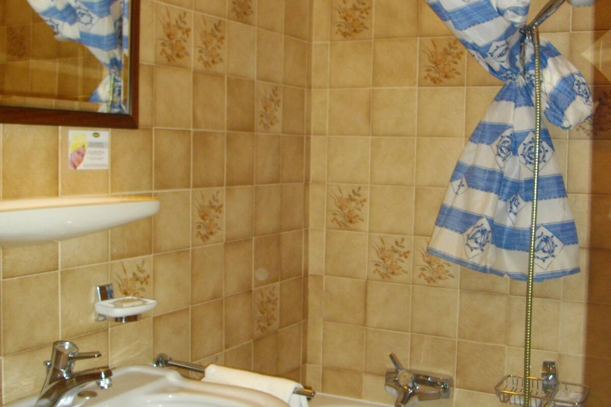 free toiletries, hair dryer, towels