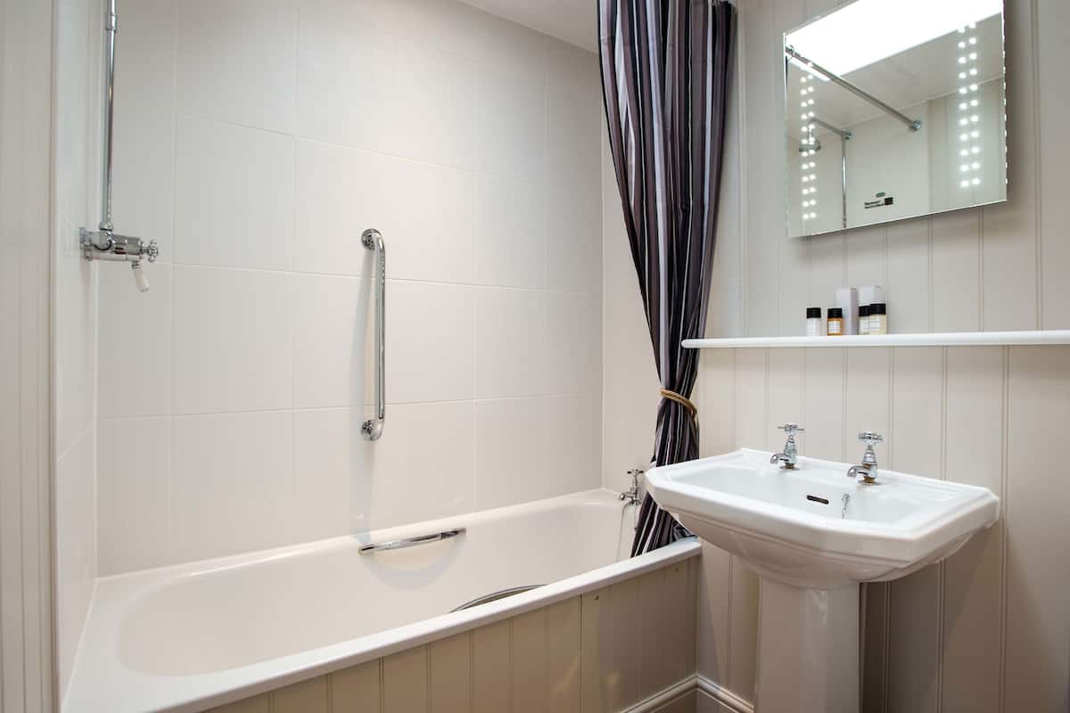 free toiletries, hair dryer, towels