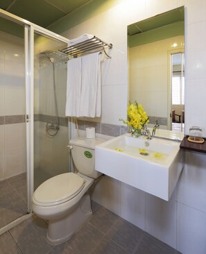 Free toiletries, hair dryer, slippers, towels