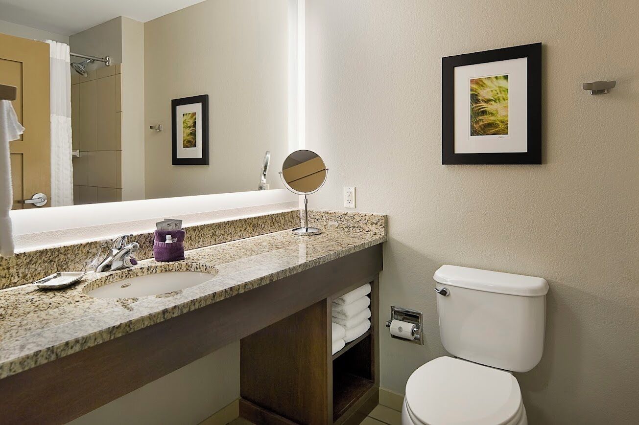 free toiletries, hair dryer, towels