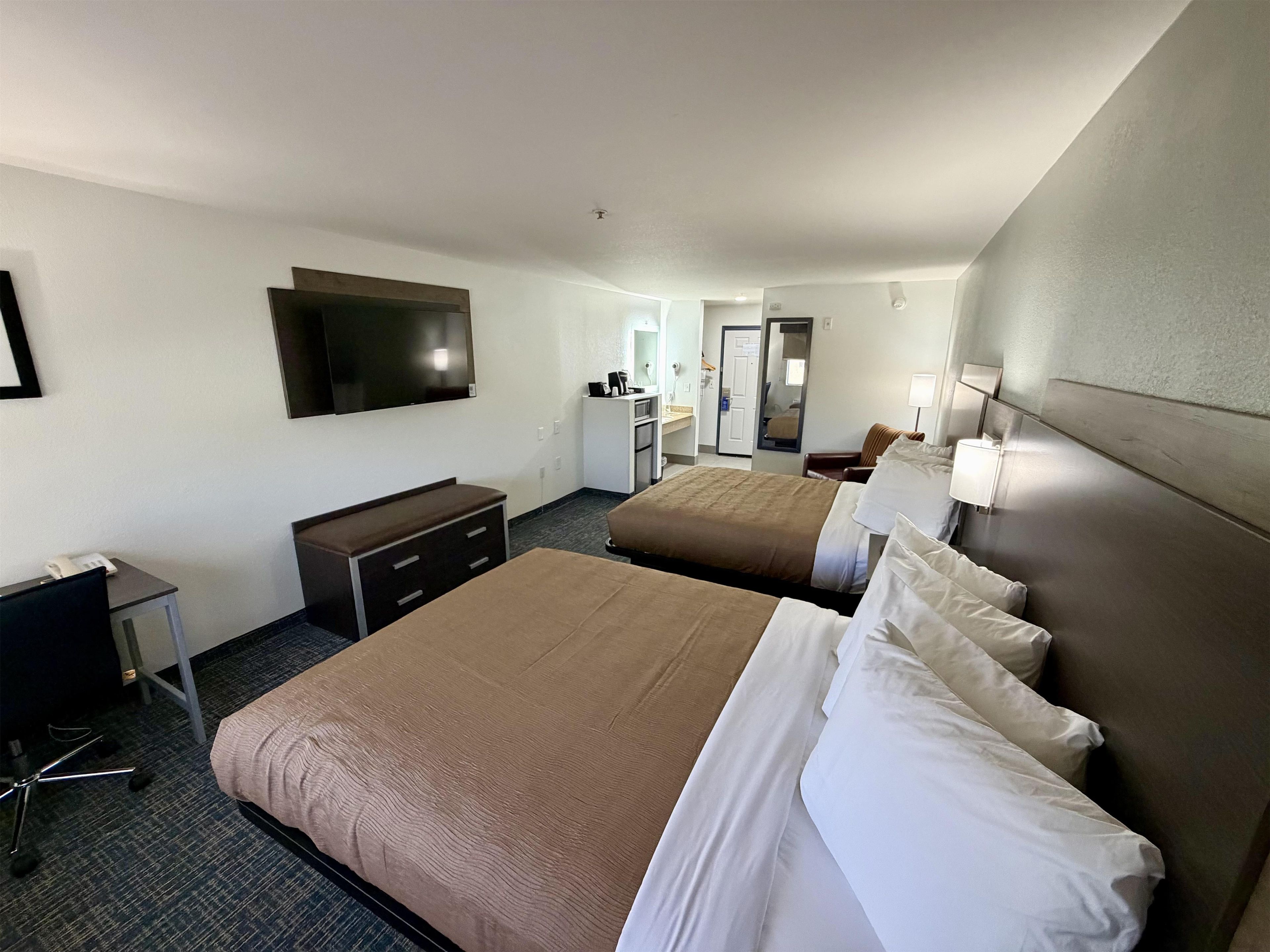 Standard Room, 2 Queen Beds, Non Smoking, Refrigerator & Microwave | In-room safe, desk, iron/ironing board, alarm clocks