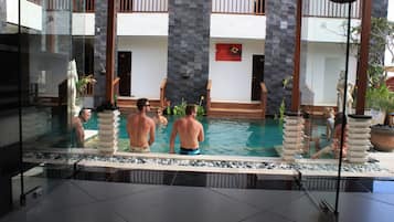 Outdoor pool, pool loungers