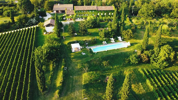 A large estate with a swimming pool, vineyard, and multiple buildings. - Maso di Villa (Susegana)