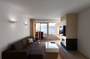 Apartamento, 1 quarto, vista para o mar | Área de estar | TV LCD 42 cm com canais digitais, TV, lareira