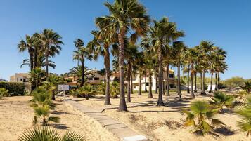 On the beach, white sand