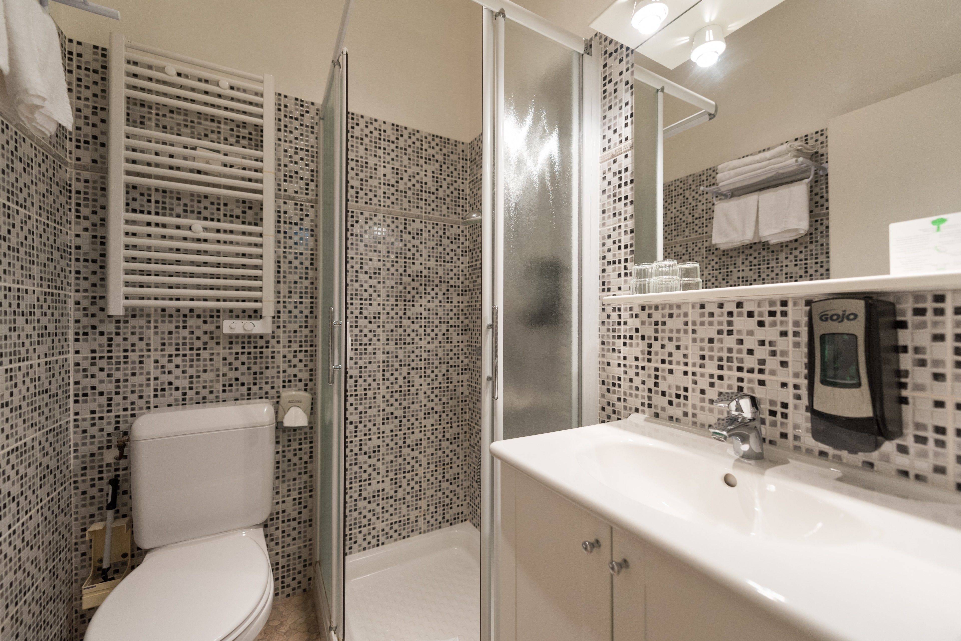 free toiletries, hair dryer, towels