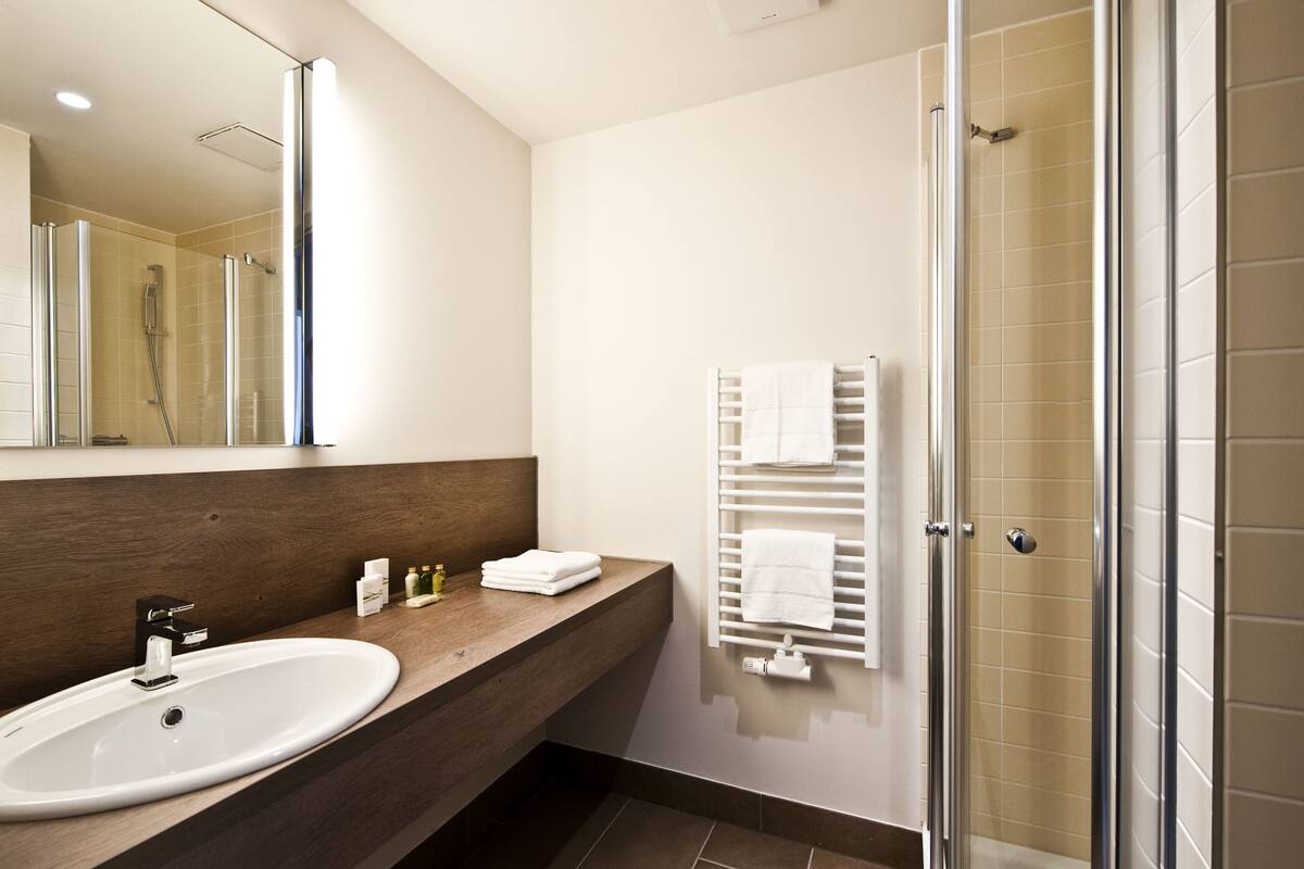 standard double room, 1 bedroom, terrace, garden view | bathroom | shower, free toiletries, hair dryer, bathrobes