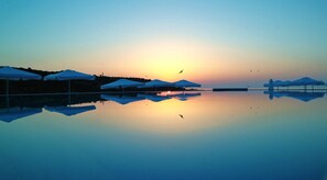 Indoor pool, outdoor pool, free pool cabanas, pool umbrellas