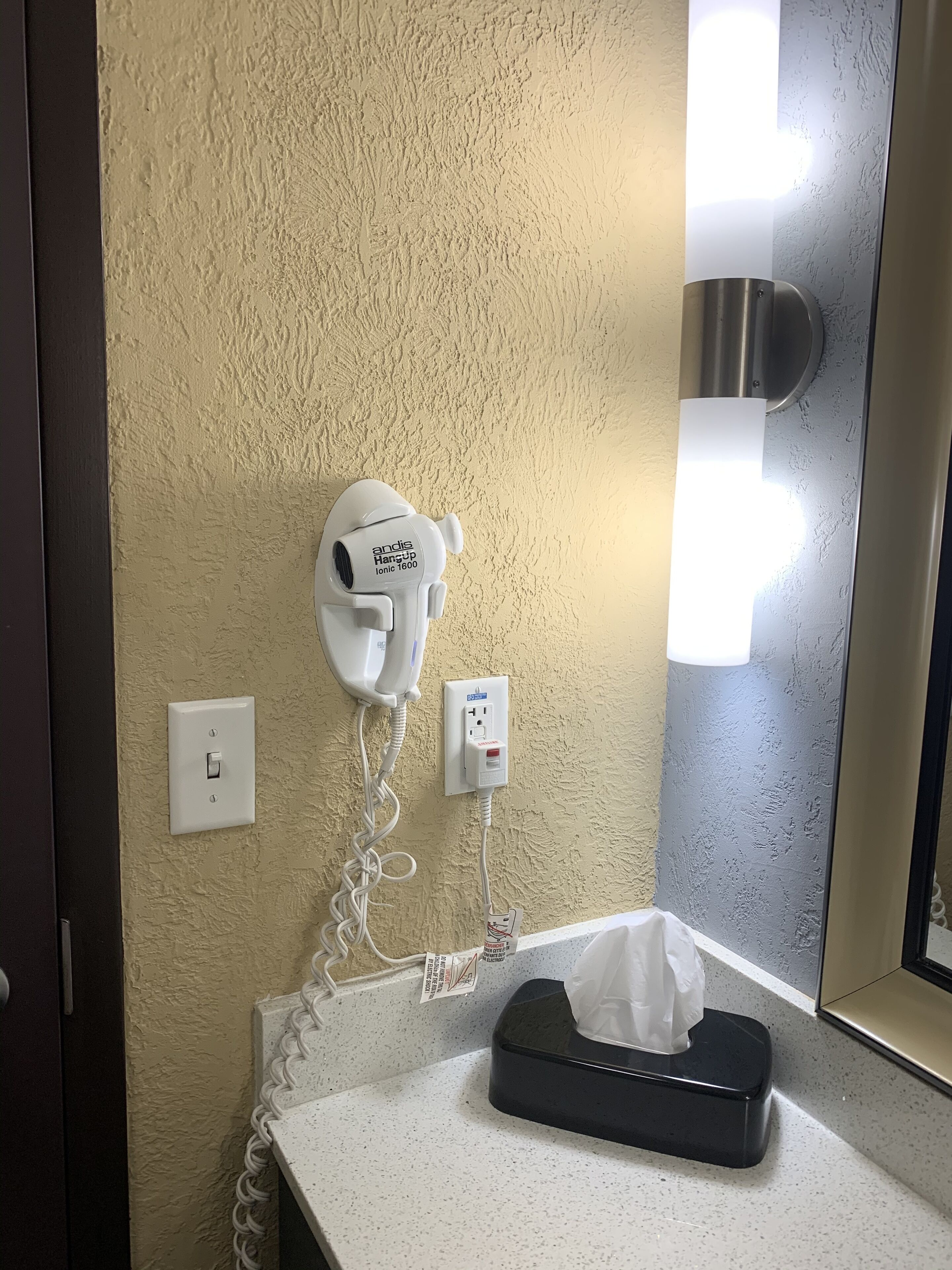 hair dryer, towels