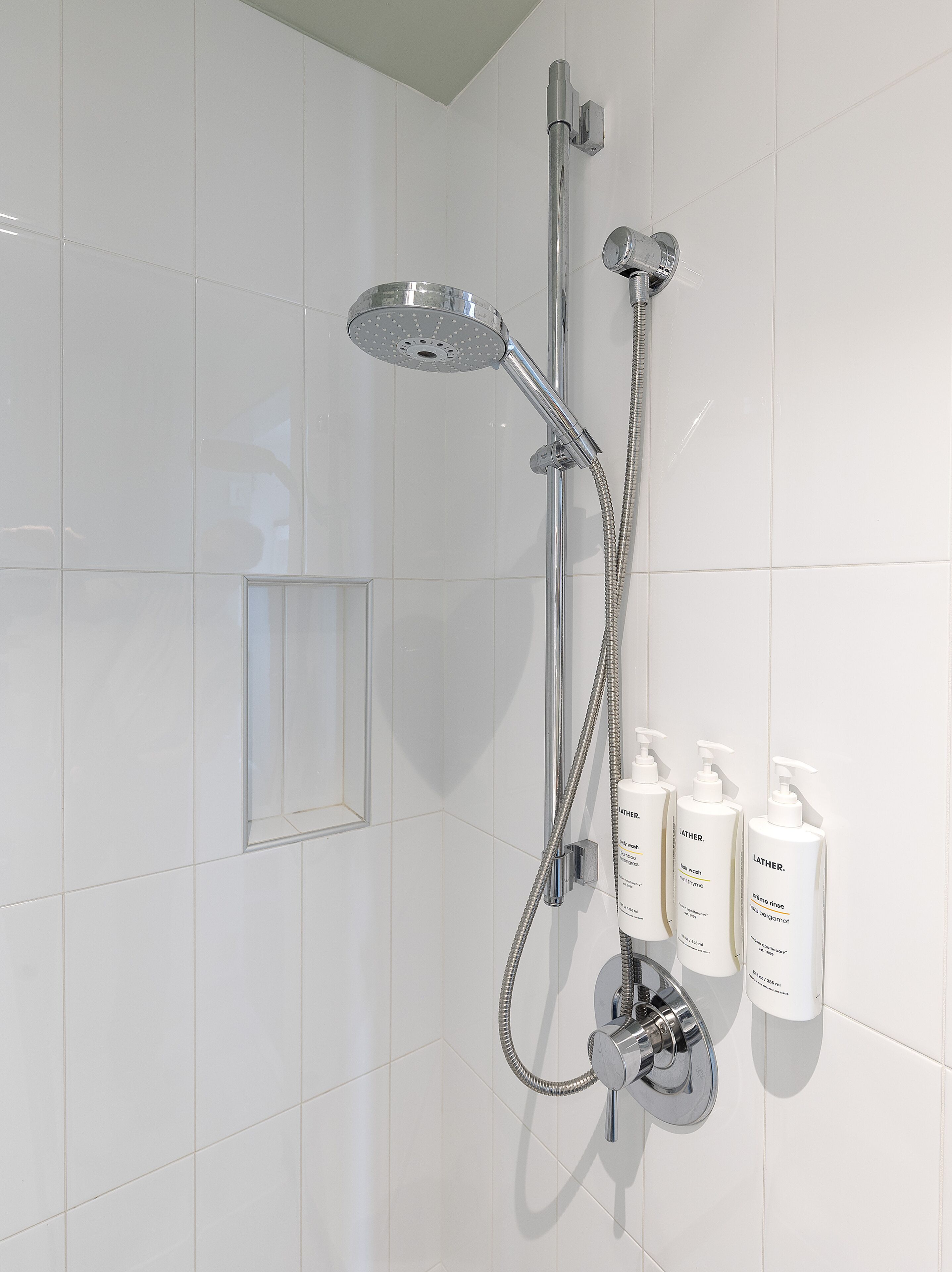 shower, designer toiletries, hair dryer, bathrobes