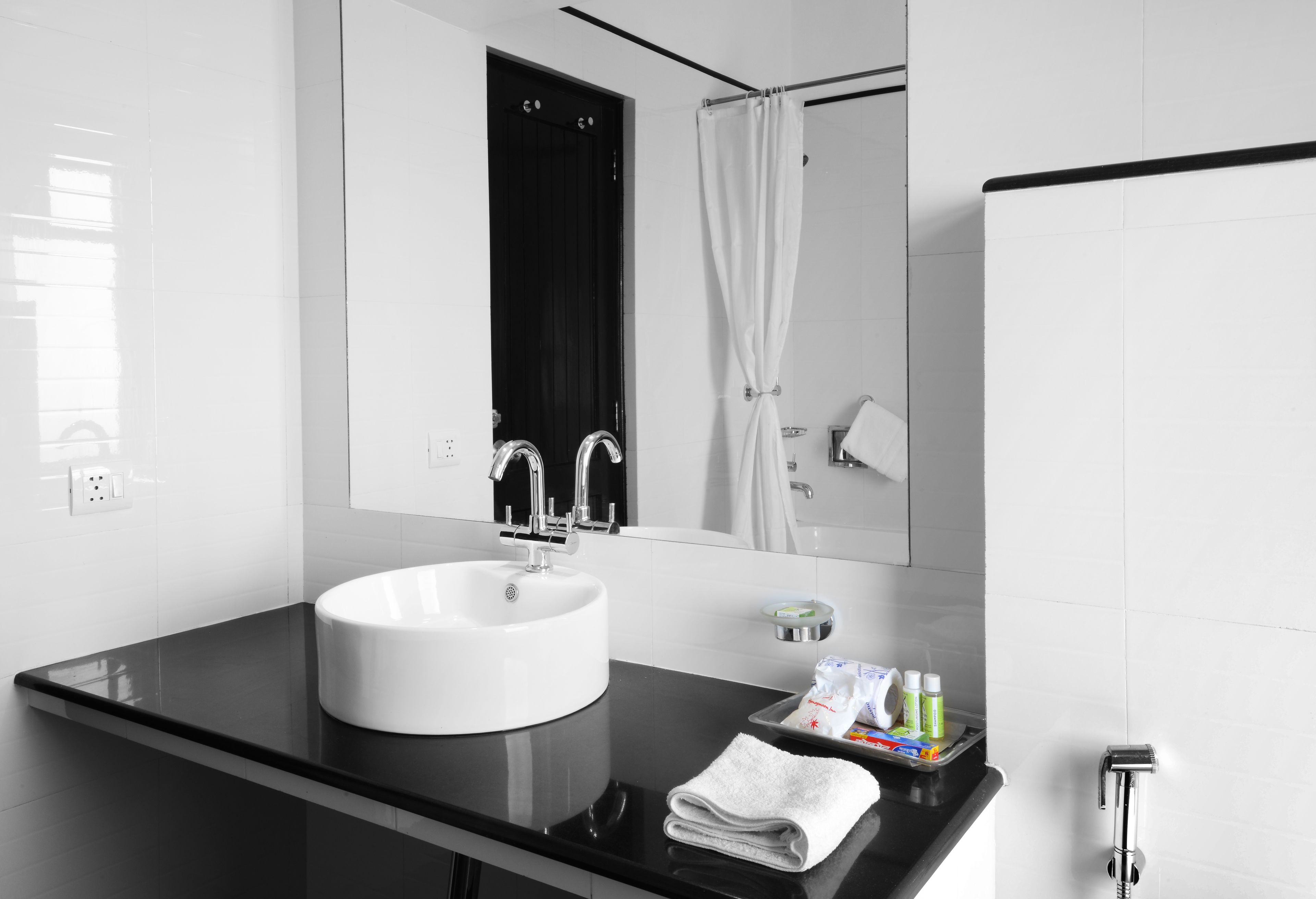 honeymoon room | bathroom | rainfall showerhead, free toiletries, hair dryer, slippers