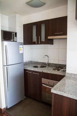 公寓, 2 间卧室, 独立浴室 | 私人厨房 | 大冰箱、微波炉、烤箱、炉灶