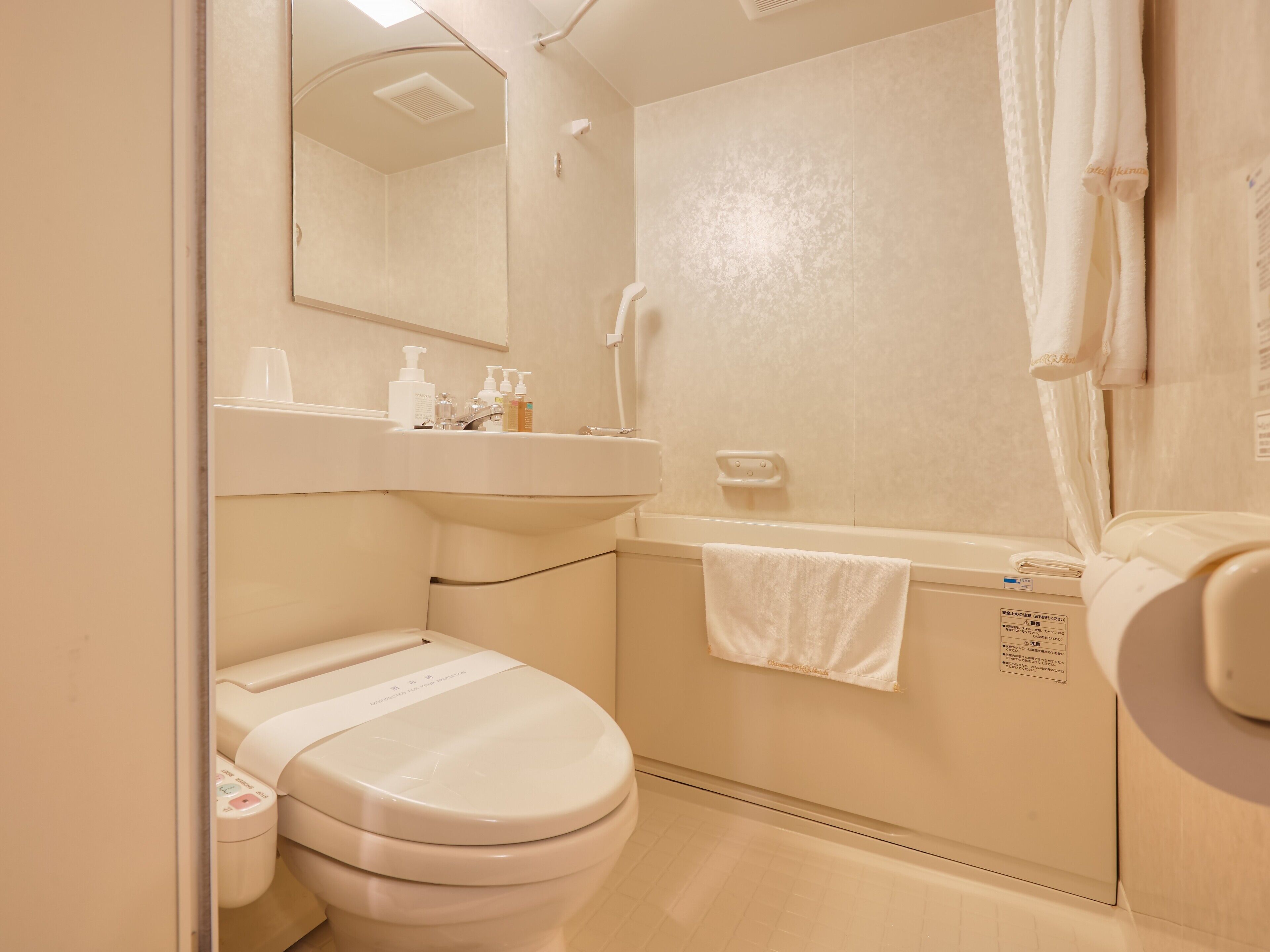 combined shower/bathtub, hair dryer, slippers, bidet