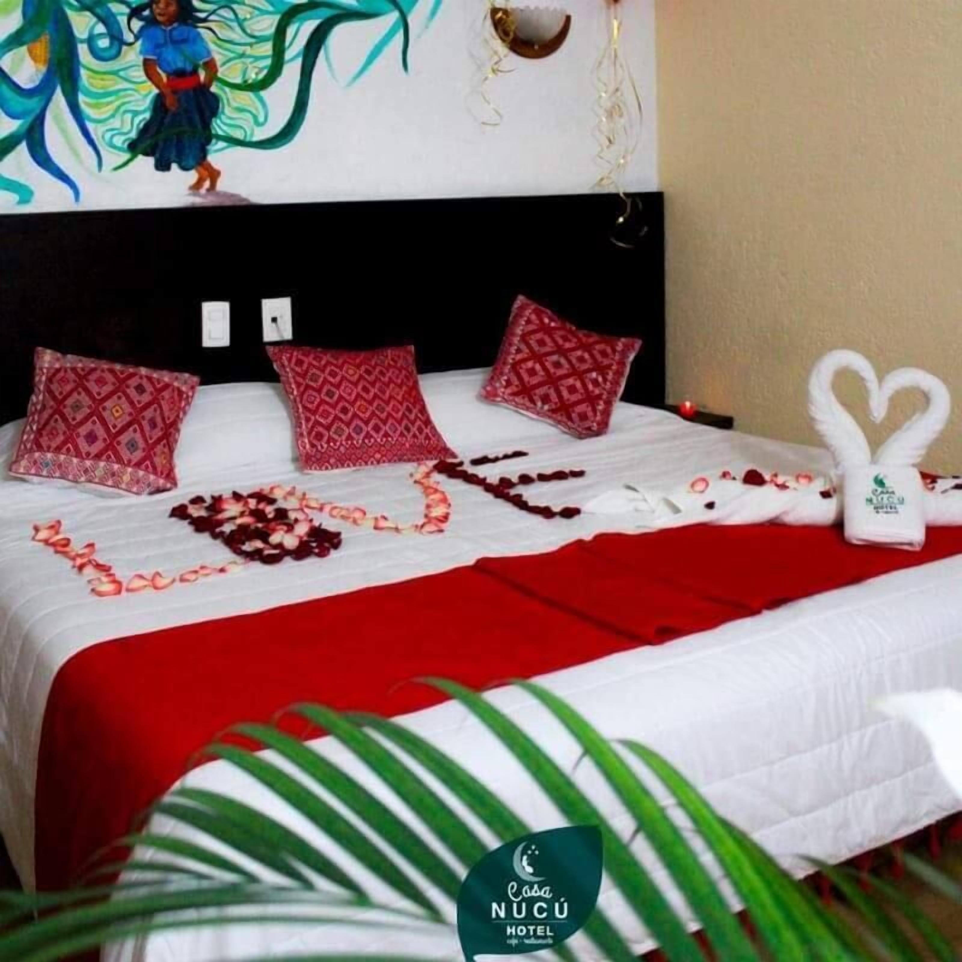 premium bedding, down duvets, memory-foam beds, individually decorated