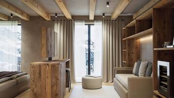 Superior-Dreibettzimmer | Wohnbereich | 26-Zoll-Fernseher mit Satellitenempfang