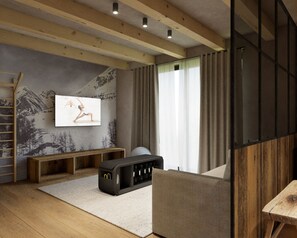 Gym Suite | Living area | 26-inch TV with satellite channels - Al Nin Hotel&Spa (Livigno)