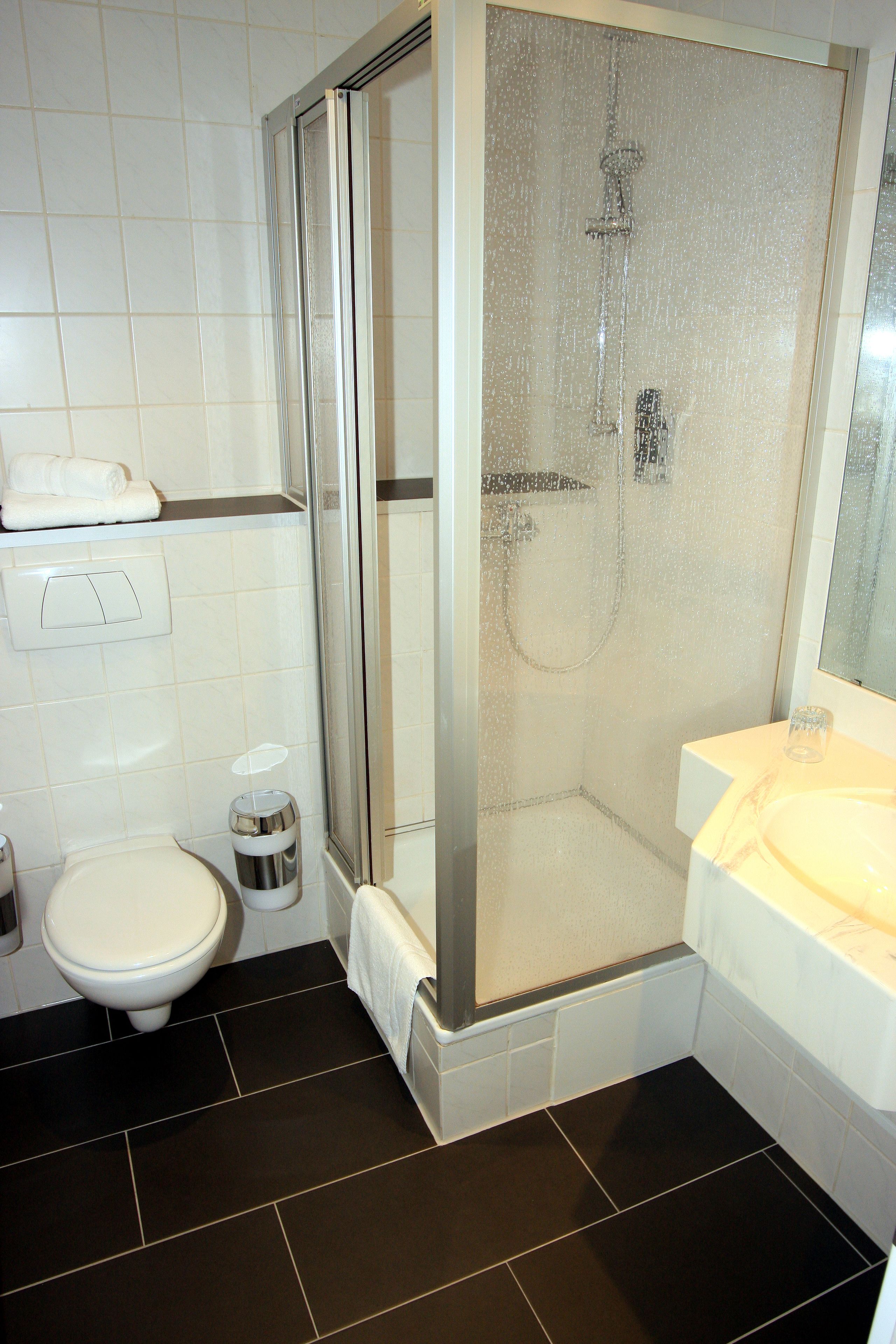 single room | bathroom | shower, hair dryer, towels