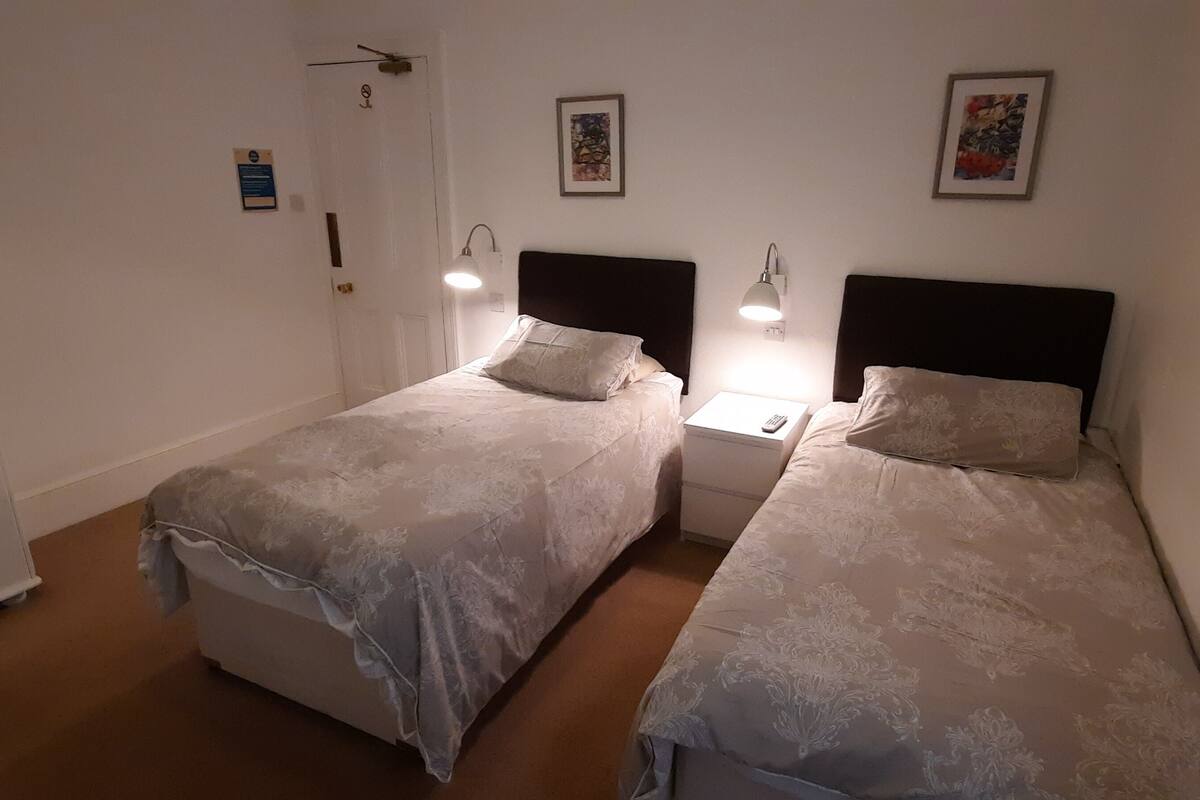 标准双床房, 独立浴室 | 高档床上用品、办公桌、熨斗/熨板、免费 WiFi