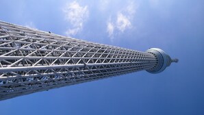 A tall, metallic tower with a complex lattice structure against a clear sky. - Hotel Kizankan (Tokyo)
