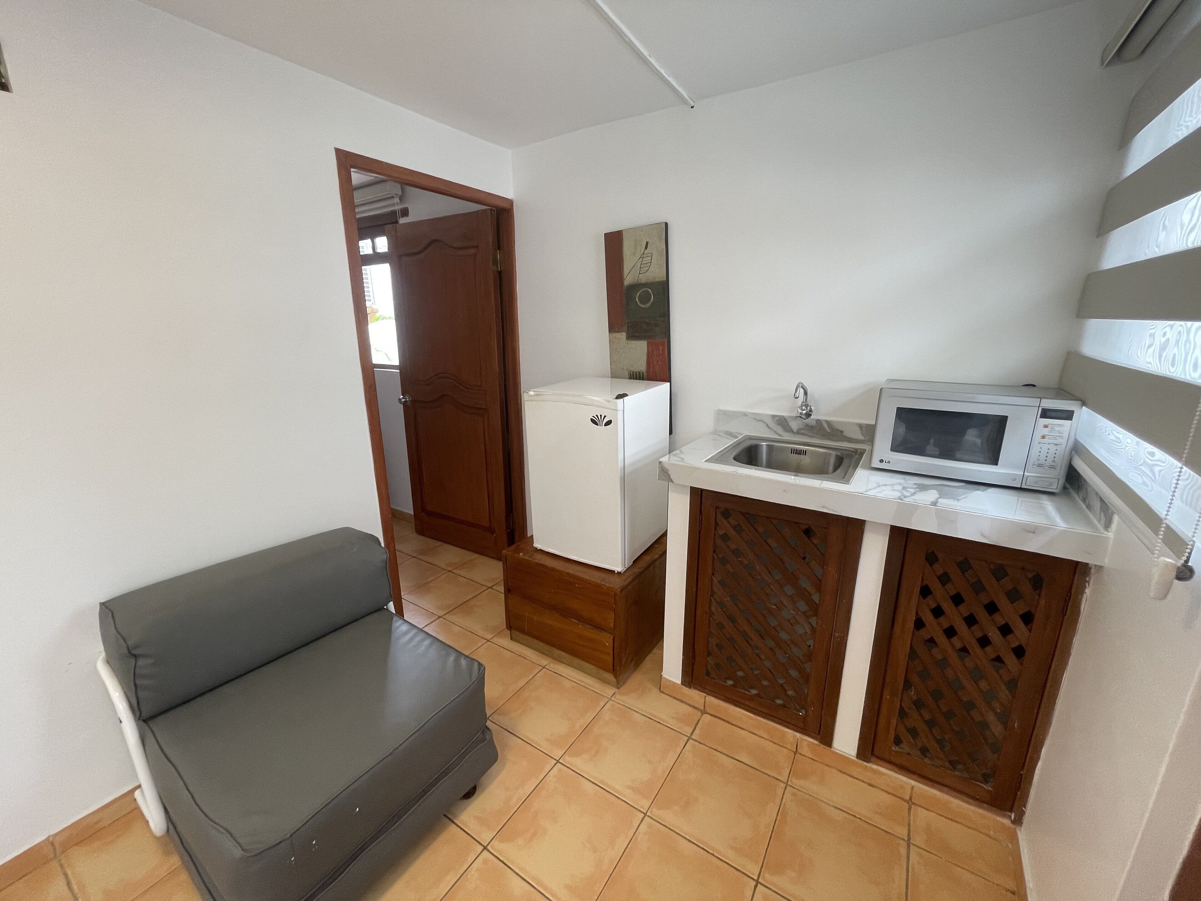 family cabin, 2 bedrooms, refrigerator & microwave, poolside | mini fridge