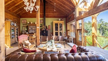 32-inch TV with satellite channels, DVD player, first-run movies