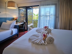 Triple Superior Room, pool view | 1 bedroom, premium bedding, minibar, in-room safe