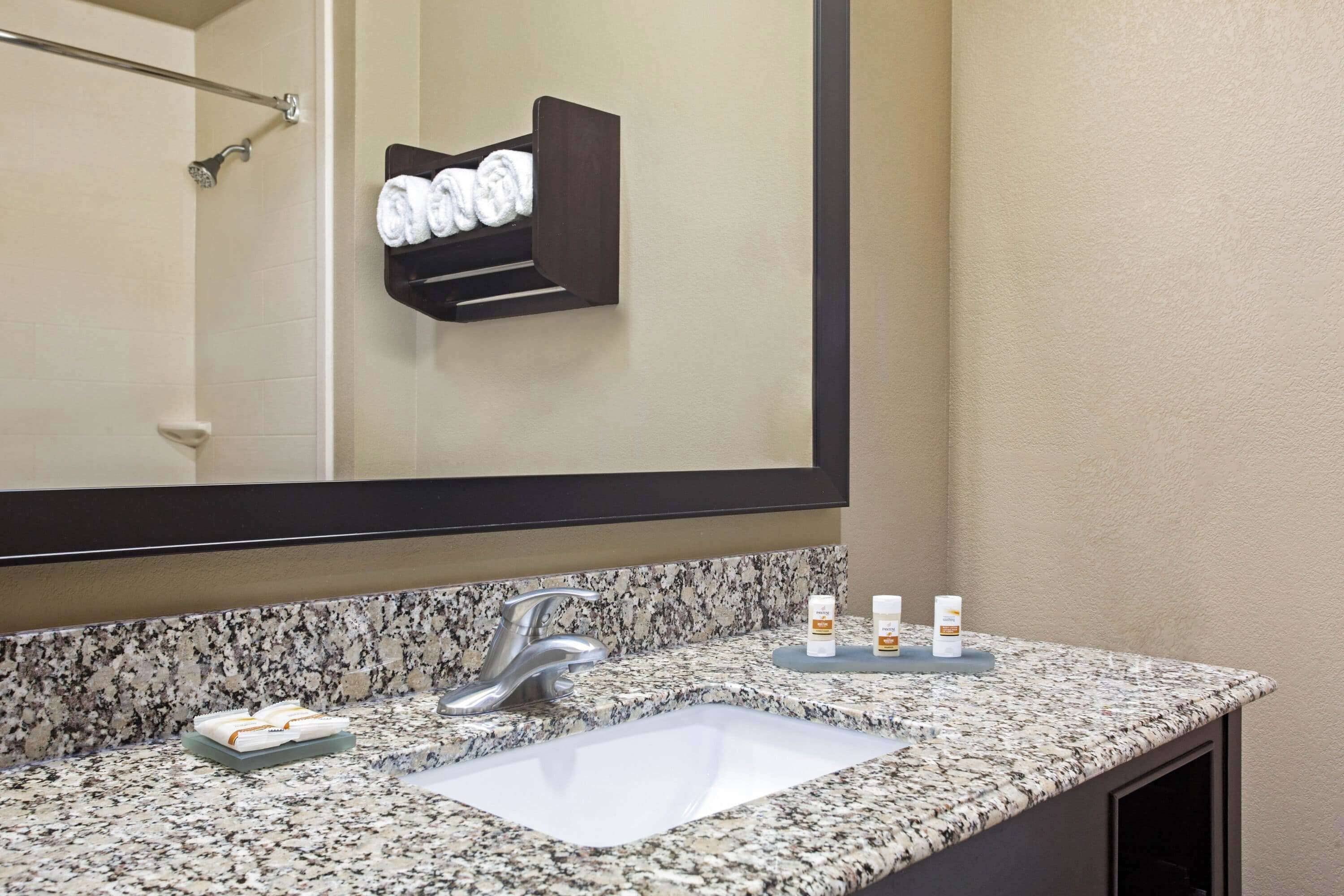 free toiletries, hair dryer, towels