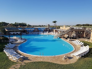 Outdoor pool, pool loungers