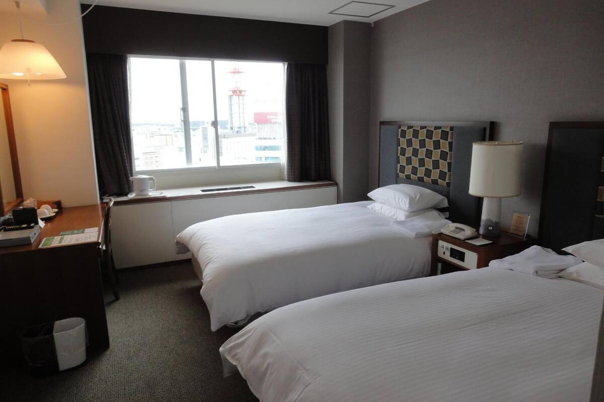 1 bedroom, desk, laptop workspace, blackout curtains