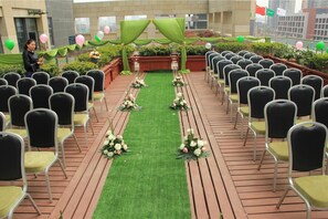 Outdoor banquet area