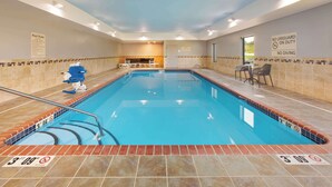 An indoor swimming pool with clear pool rules and no lifeguard on duty signs. - Hampton Inn Clinton, IA (Clinton)
