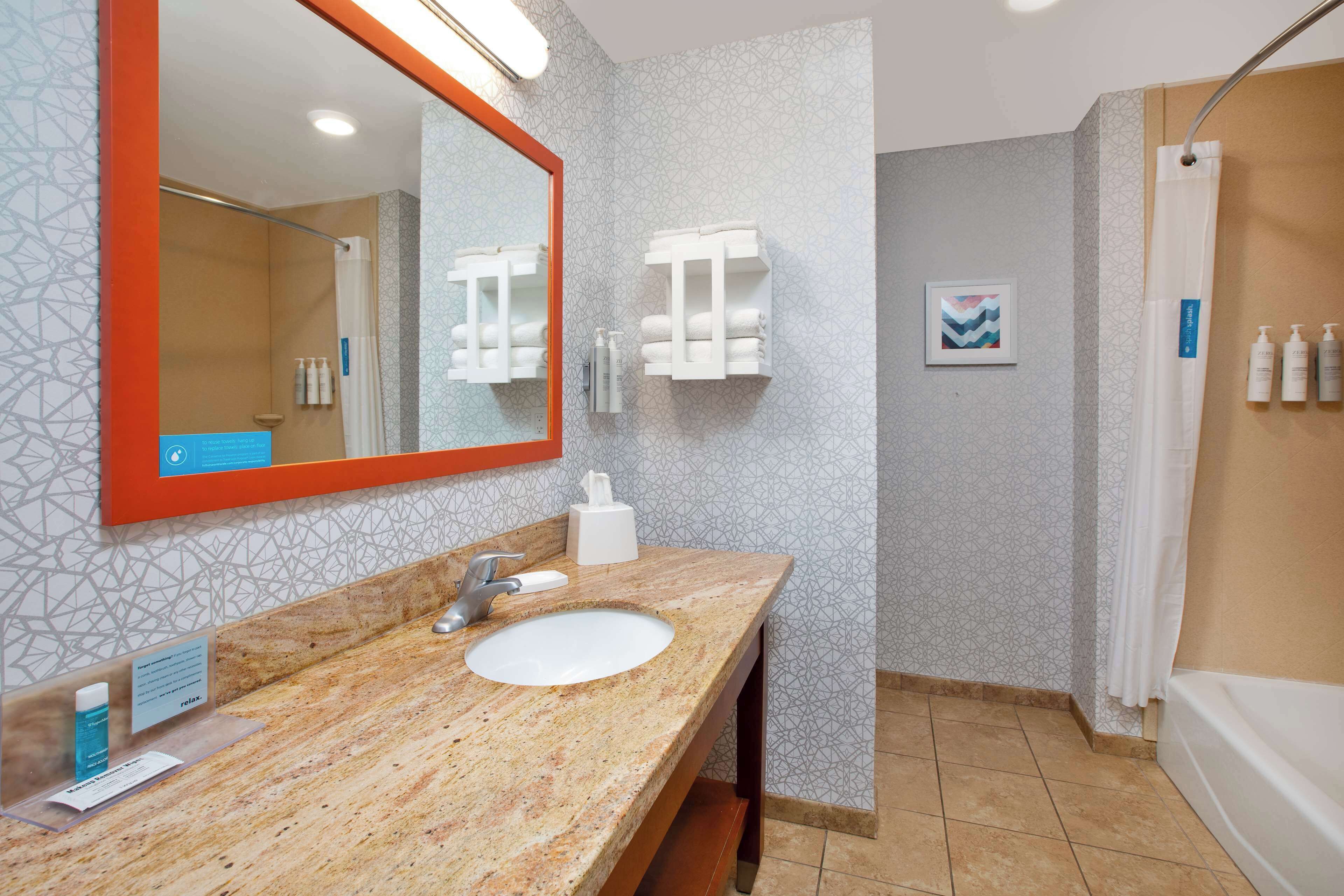 combined shower/bathtub, free toiletries, hair dryer, bathrobes