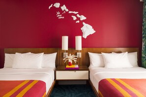 Room, 2 Double Beds | In-room safe, desk, blackout curtains, iron/ironing board - Shoreline Hotel Waikiki (Honolulu)