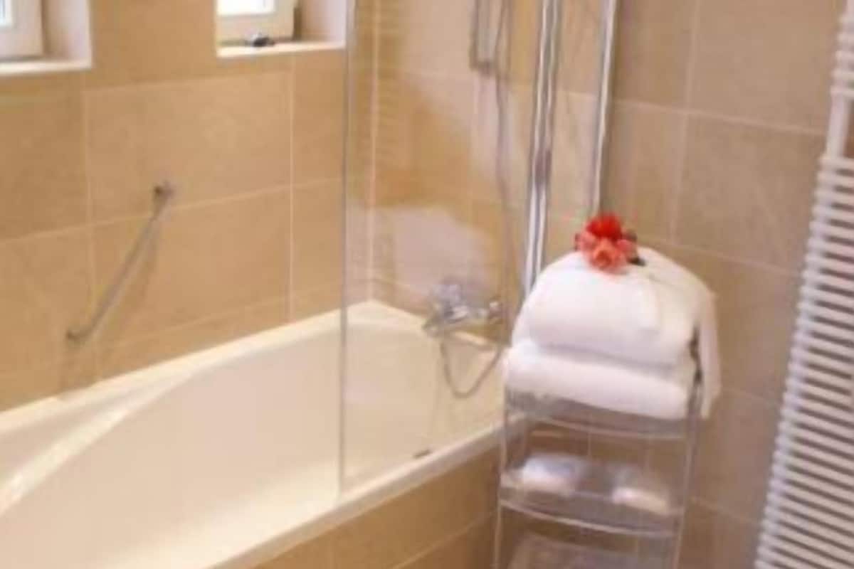 free toiletries, hair dryer, bathrobes, towels