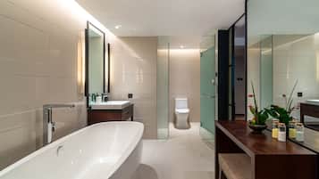 SSAW Room | Bathroom | Designer toiletries, hair dryer, bathrobes, slippers