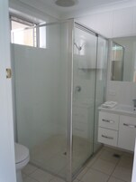 Ducha, cabezal de ducha tipo lluvia, secador de pelo, toallas