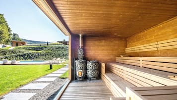 Sauna, hot tub, steam room, massages