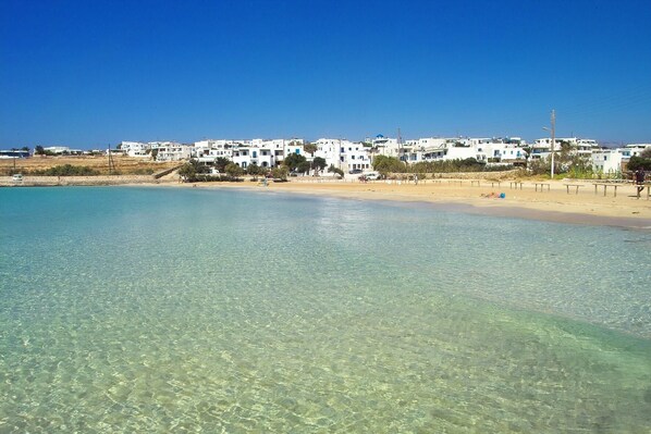 On the beach, beach umbrellas