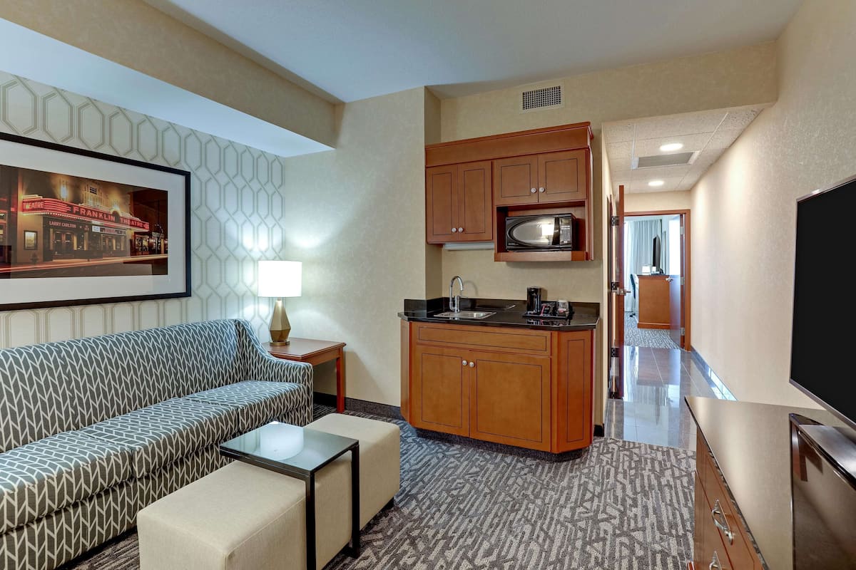 1 bedroom, desk, blackout curtains, iron/ironing board