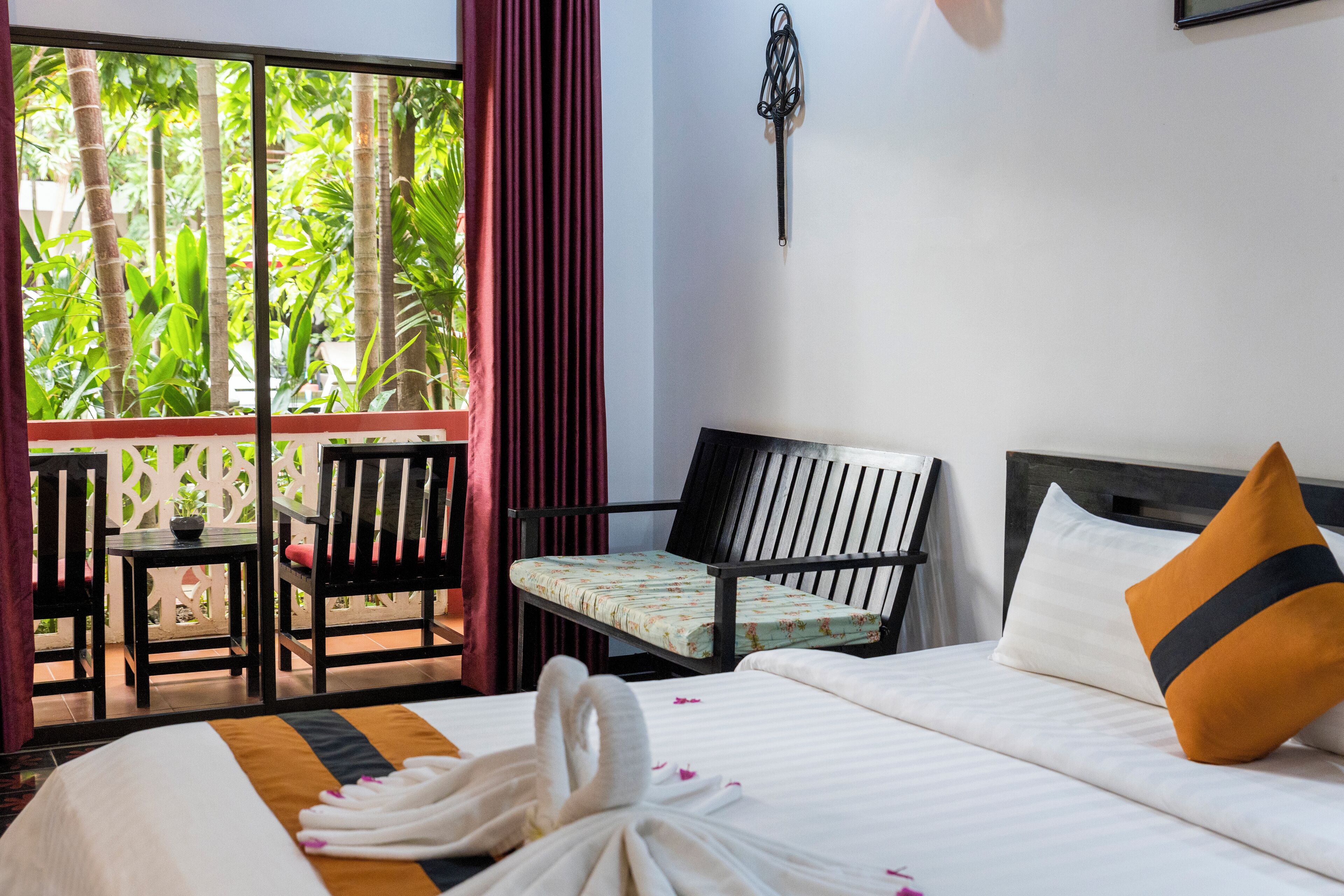 deluxe double room, pool view | terrace/patio