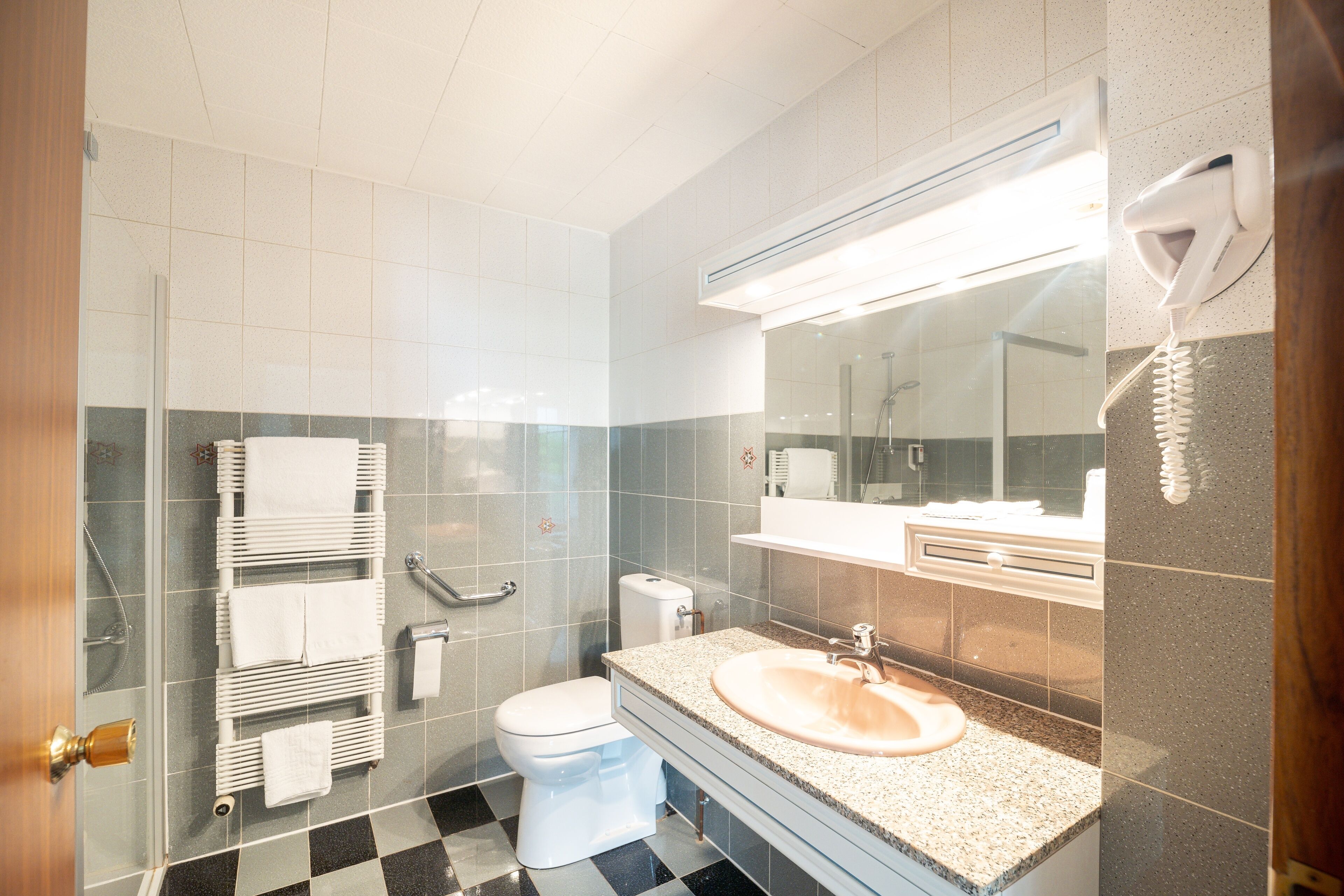 triple room | bathroom | shower, deep-soaking bathtub, rainfall showerhead, hair dryer