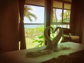 Panoramic-Bungalow, 1 Schlafzimmer, Strandblick, Meerseite | Ausblick vom Zimmer