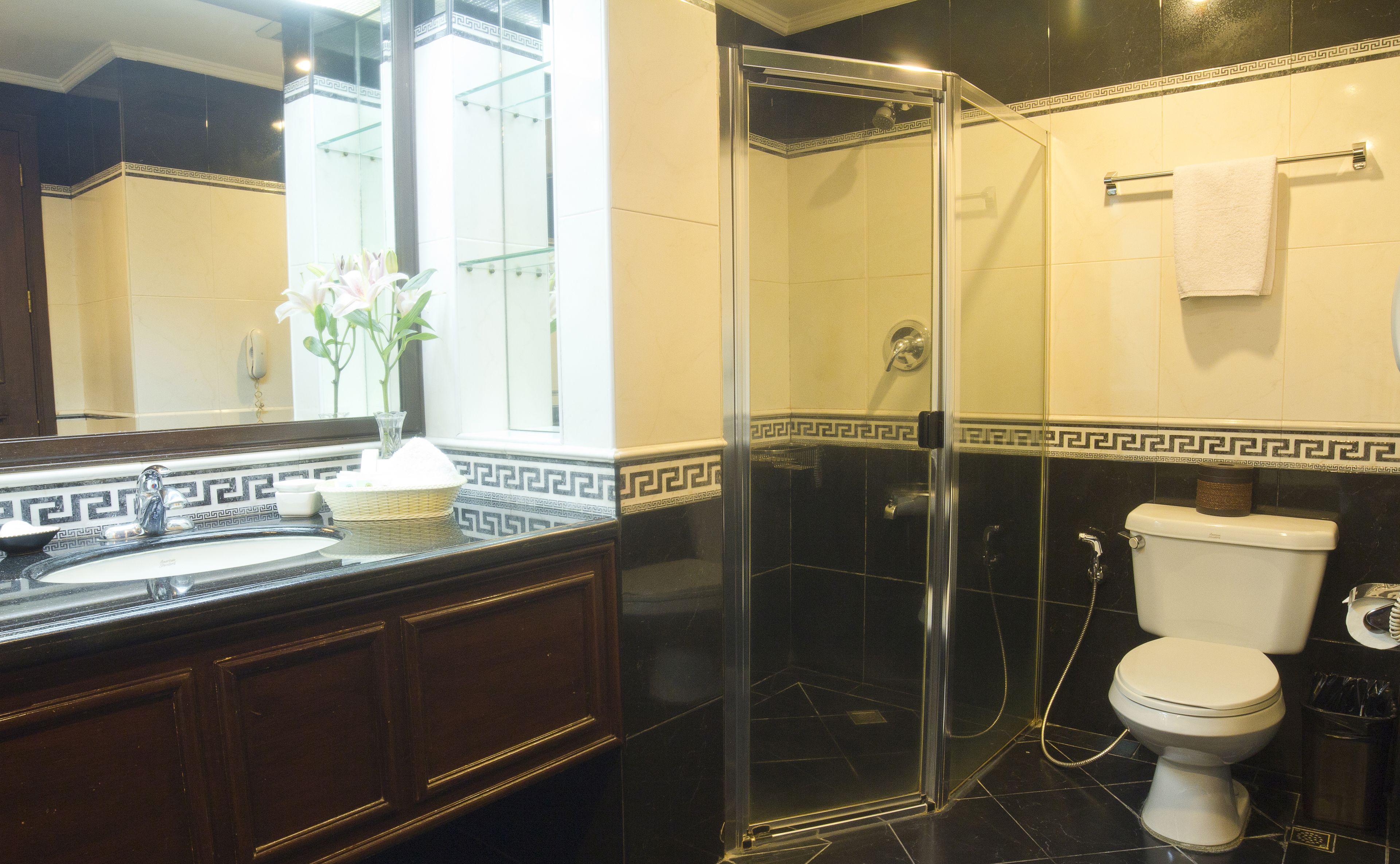 deluxe room, 1 king bed (multi use) | bathroom | combined shower/bathtub, hair dryer, slippers, bidet