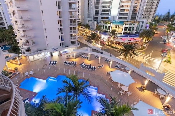 Indoor pool, outdoor pool, sun loungers