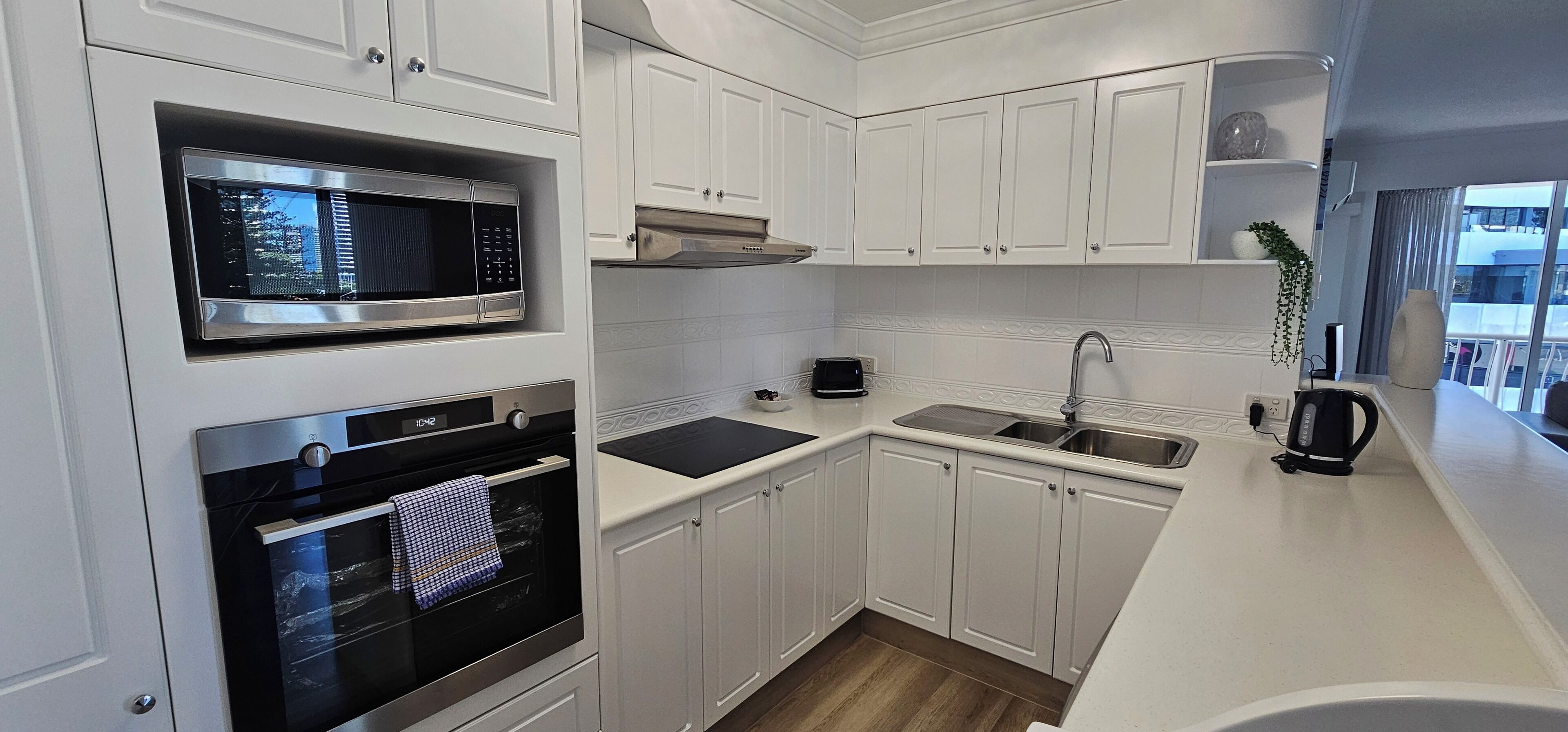 two bedroom, one bathroom apartment - balcony | private kitchen | fridge