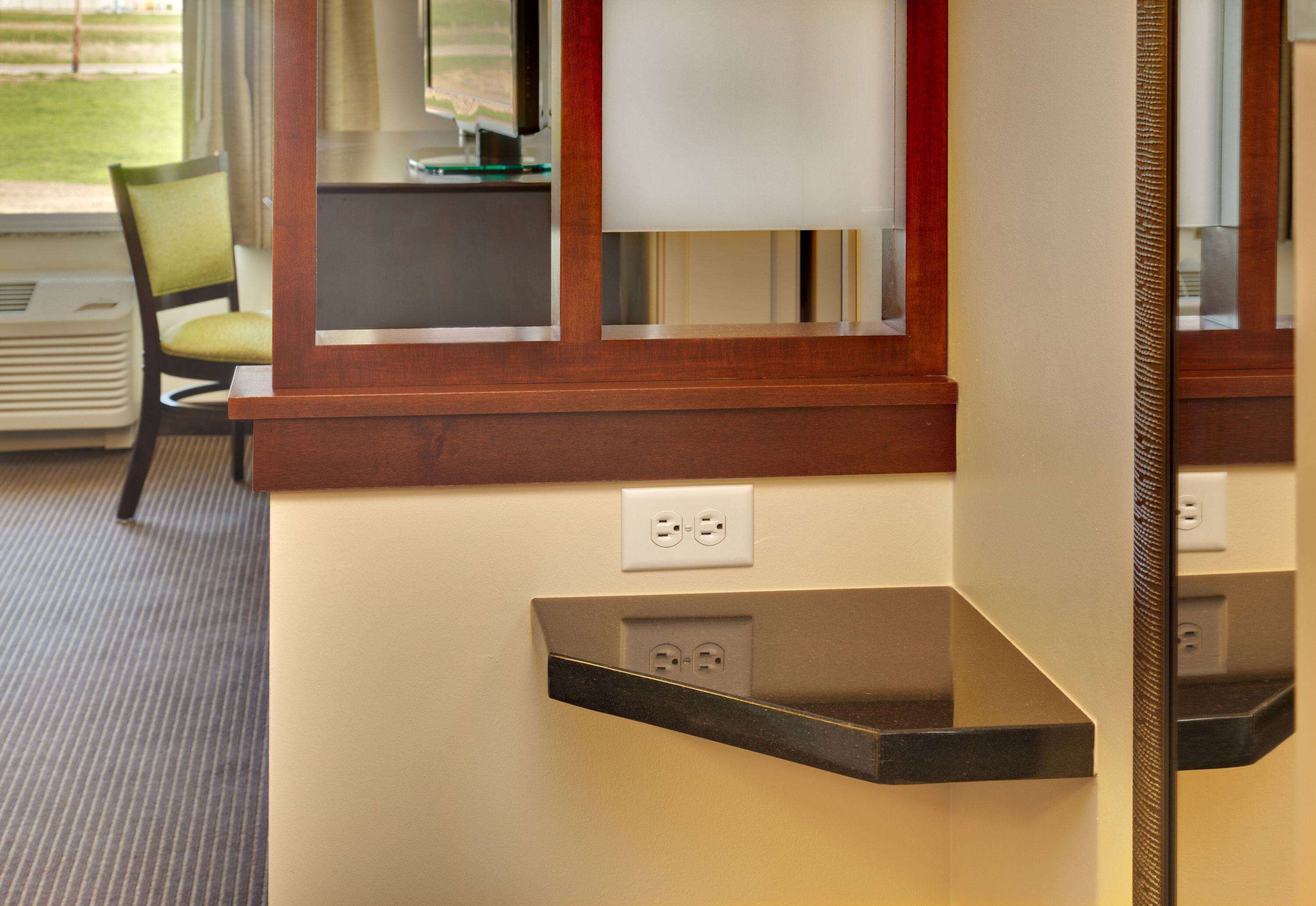 premium bedding, desk, laptop workspace, blackout curtains